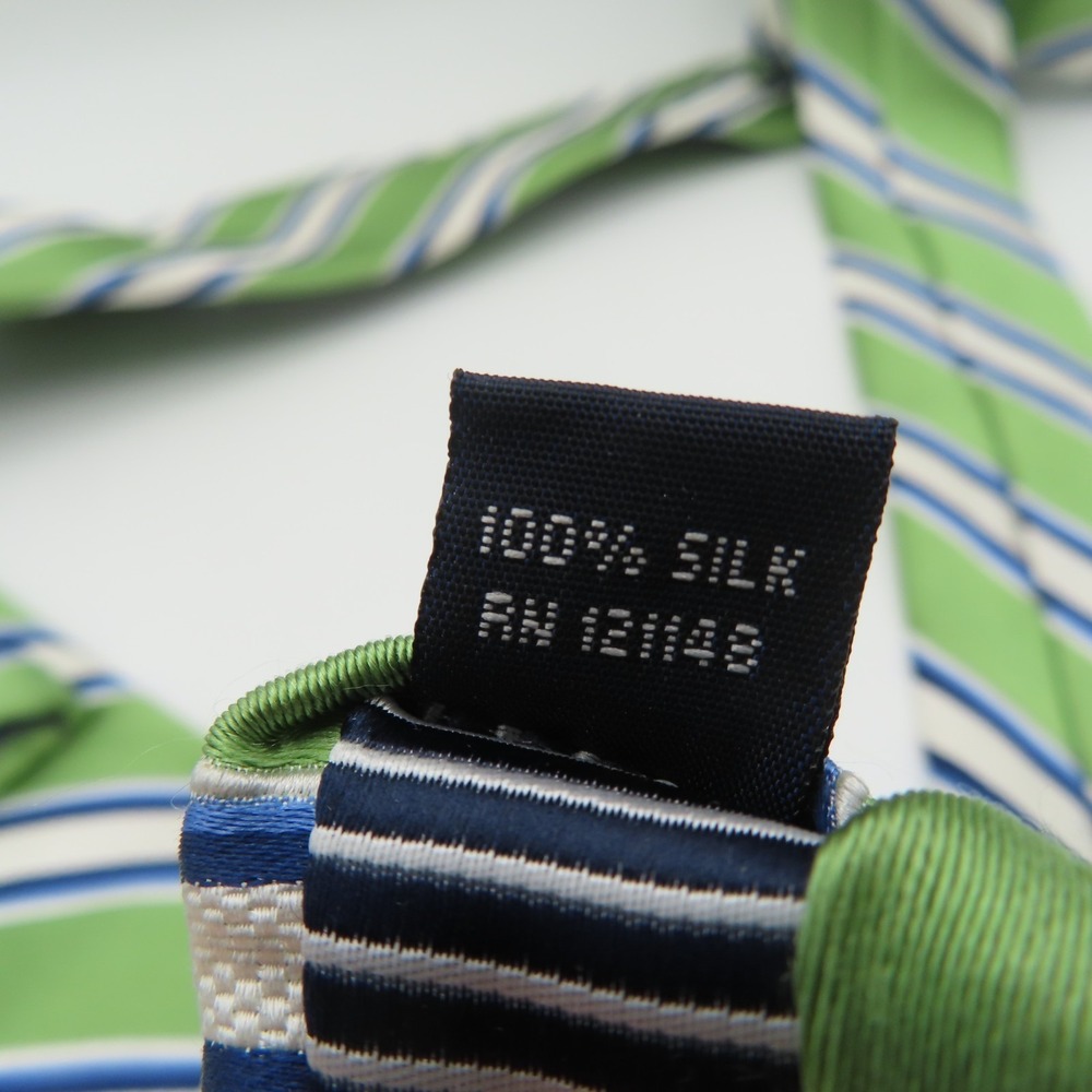 Nautica Tie Green Blue White Striped 3.5" Wide 58" Long Silk - Picture 7 of 7